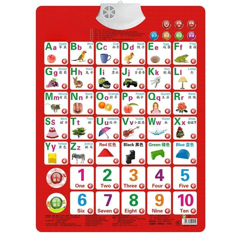 Kids Education Charts - Aprenda números alfabeto cartão livro bebê