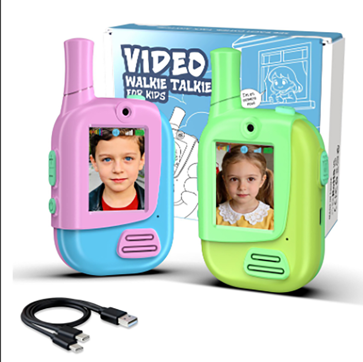 Kids Education Video - Pacote com 2 Walkie Talkies Recarregáveis